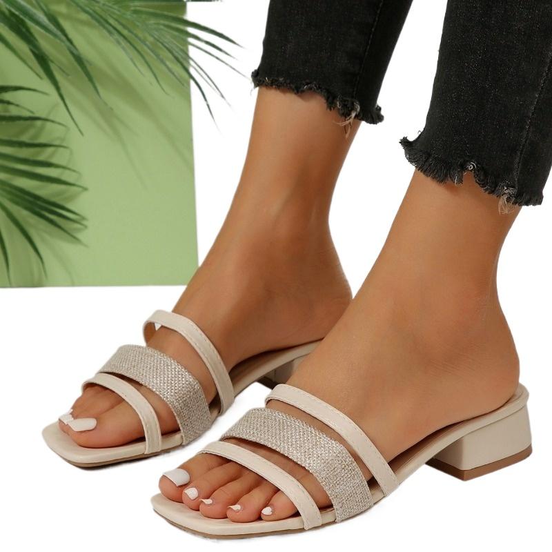 Fashion 2025 Hot Sale Ladies Shoes Open Toe Women's Slippers Fashion Outdoor Best Seller Summer New Plus Size Elegant Heels Womenzapatos
