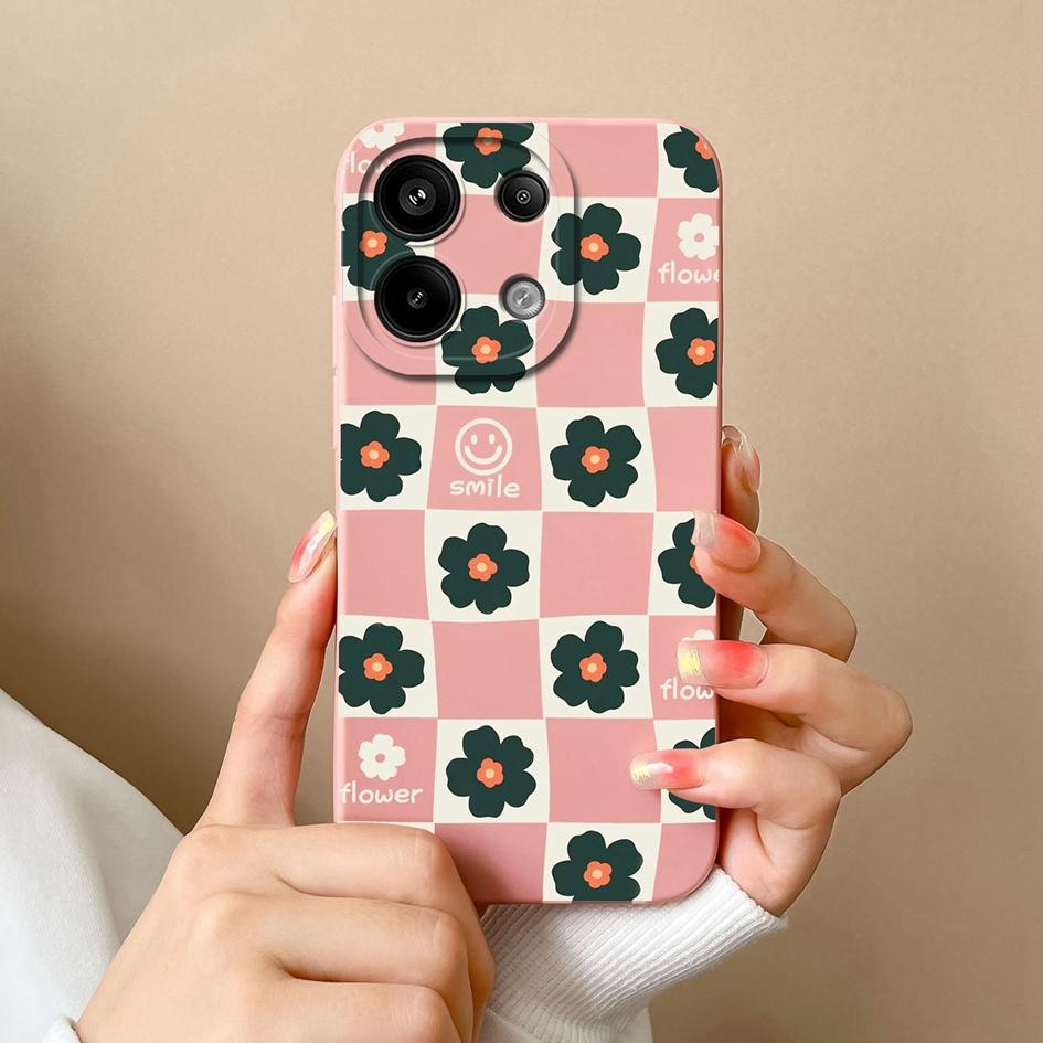 Fashion Check Pattern Phone Case For Xiaomi Redmi Note 13R 13 Pro Turbo 3 A3 13 Back Cover High Quality Shockproof Liquid Soft Silicone Pretty Bumper