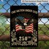 2D Flat Decorative 8×12 Inch Aluminum Plaque Metal Sign | One Nation Under God 250th Anniversary (1776-2026): Bald Eagle, Christian Cross & US Flag