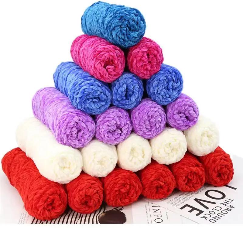 4mm Chenille Velvet Yarn Knitting Wool Thick Warm Crochet Knitting Yarns Cotton Baby Wool DIY Hand-Knitted Sweater Socks Hat
