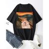 Funny Screaming Hamster Graphic Print Creative Top Casual Short Sleeve Crew Neck T-shirt Clothing for Summer  Women Clothing