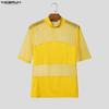 INCERUN Summer Men O Neck Short Sleeve Mesh See Through Patchwork T-shirts Tops