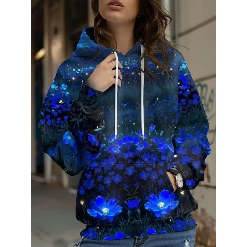 Fashionable Women's Hooded Sweatshirt, 3D Casual Color Print Casual Long-sleeve Sweatshirt