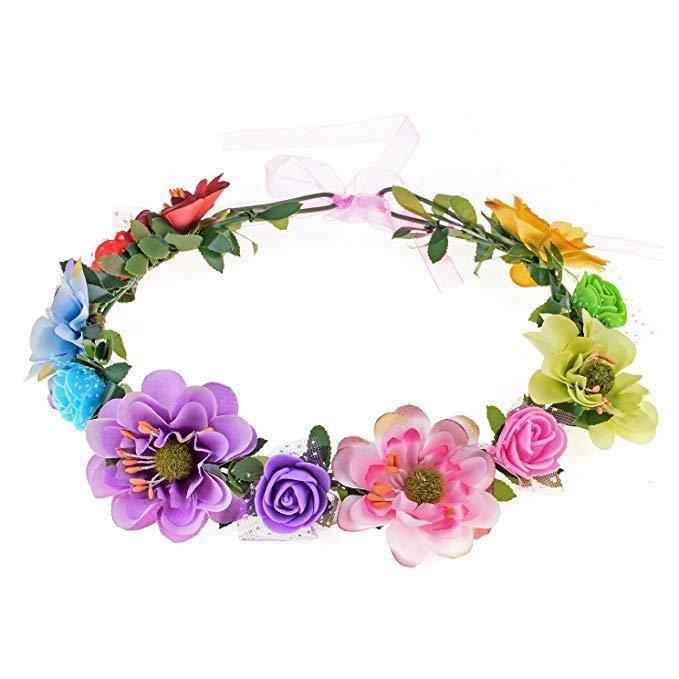 Waldmädchen Blumenkrone Handgeflochtene Seidenblumen Haarschleife für Frauen Vintage Elegant Hochzeits Haarschmuck Foto-Requisiten