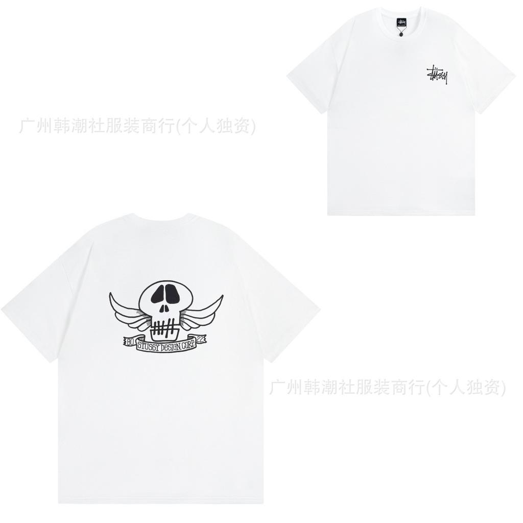 [2] American trendy brand short-sleeved t-shirt black and white collection printed short-sleeved t-shirt casual couple men and women of the same style