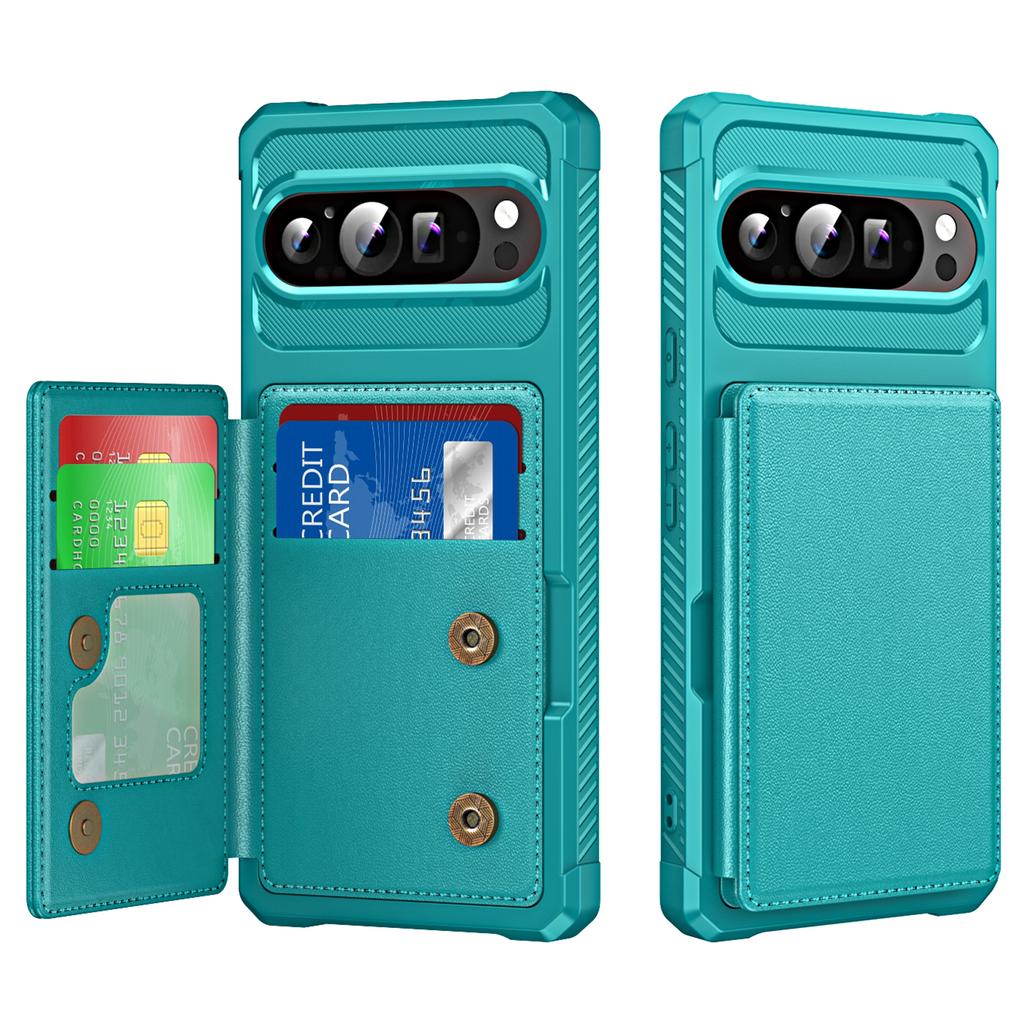 For Google Pixel 10 Pro XL Case Card Slot Kickstand Leather + TPU Reinforced Corner Phone Cover