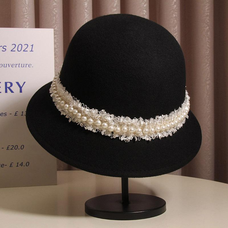 

Korean Style Classic Fisherman Hat for Women In Autumn and Winter Small Fragrance Style High End Fashion and Versatile Wool New Style Hat Casual M (56-58cm)