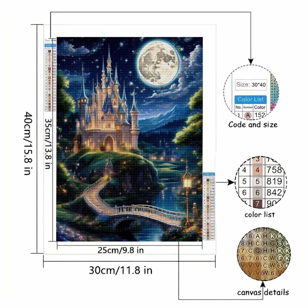 DIY Diamond Painting The Castle on The Mountain Cross Stitch Kit Mosaic Art Diamond Painting Full Circle Diamond Home Decoration
