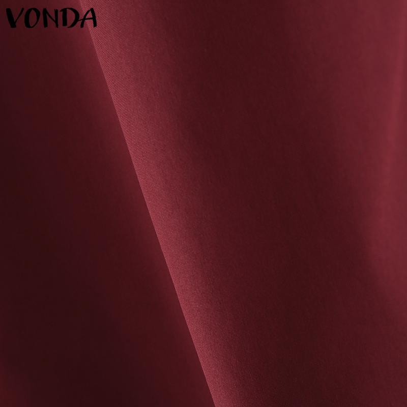 VONDA Women Long Sleeve One Shoulder Ruffled Patchwork Casual Blouse Shirts
