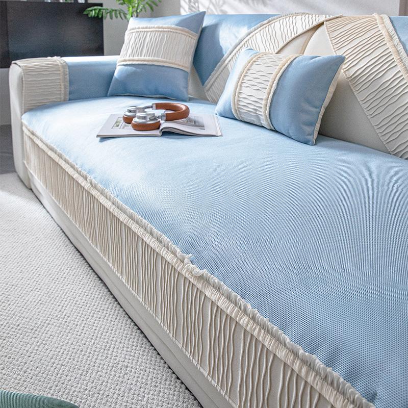 

Подушка для дивана из ледяного шелка, летний нескользящий коврик, подушка для сиденья, новый французский край внахлест, прохладный чехол для дивана, на заказ 70*70cm