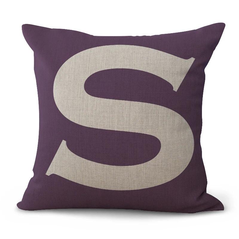 Simple Pure Color English Alphabet throw pillow cover with short plush print for living room sofa decoration cushion cover