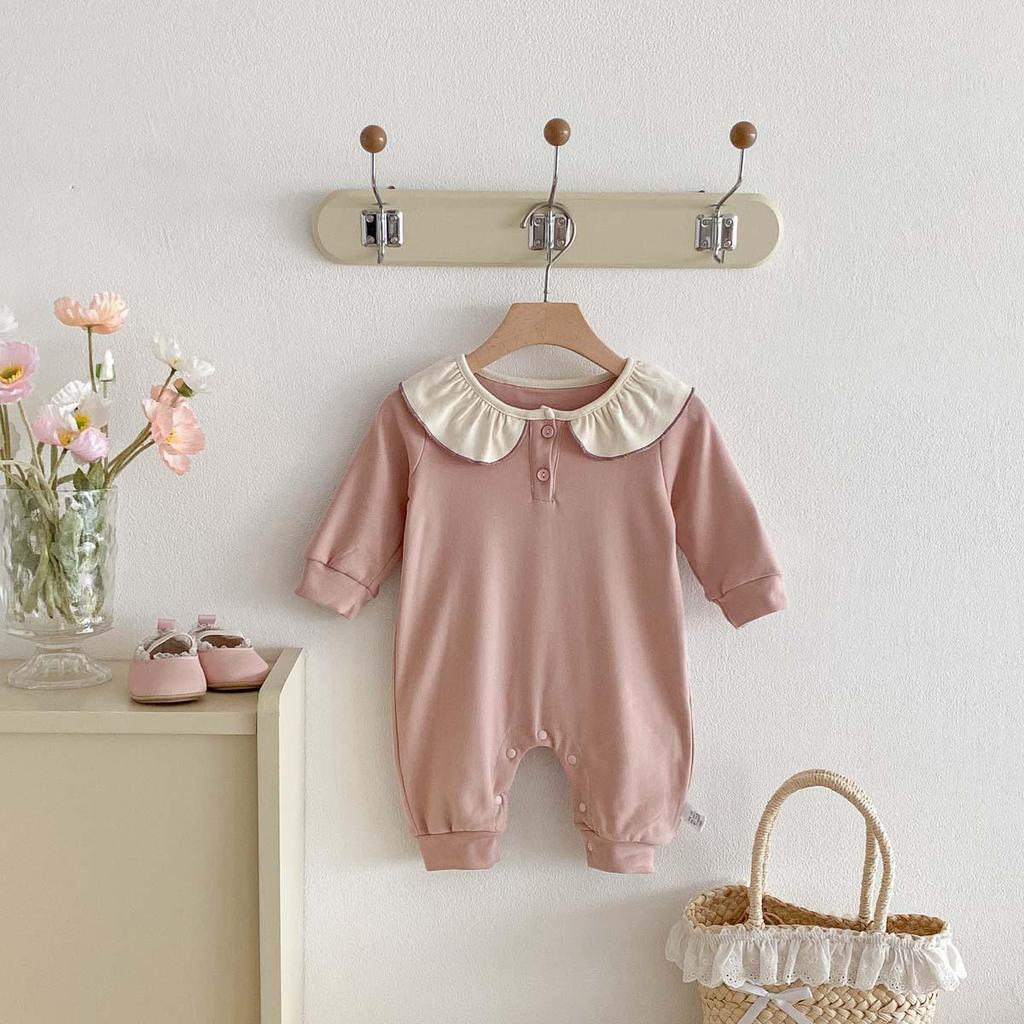 Cute Peter Pan Collar Autumn Baby Romper - Long Sleeve, Korean Style for Girls