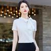 Troyman Women's Bow Tie Short Sleeve Blouse