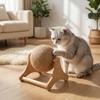 Cat Scratching Ball Rotating Toy with Wooden Frame ClawFriendly Sisal Rope for