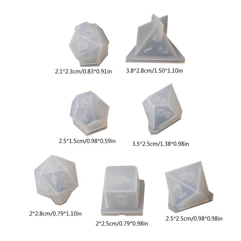 Various Shapes Dice Fillet Square for Triangle Dice Mold Crystal Epoxy Resin Mold Kit Dice Digital Game Silicone Mould A