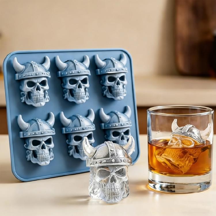 Dishwasher Safe Skull Head Shape Silicone Tray for Ice Cubes and Chocolate Making Practical Kitchen Essential