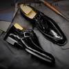 Men's Formal Leather Monk Shoes - European & American Style, Alligator Pattern, Square Toe, Retro Handmade