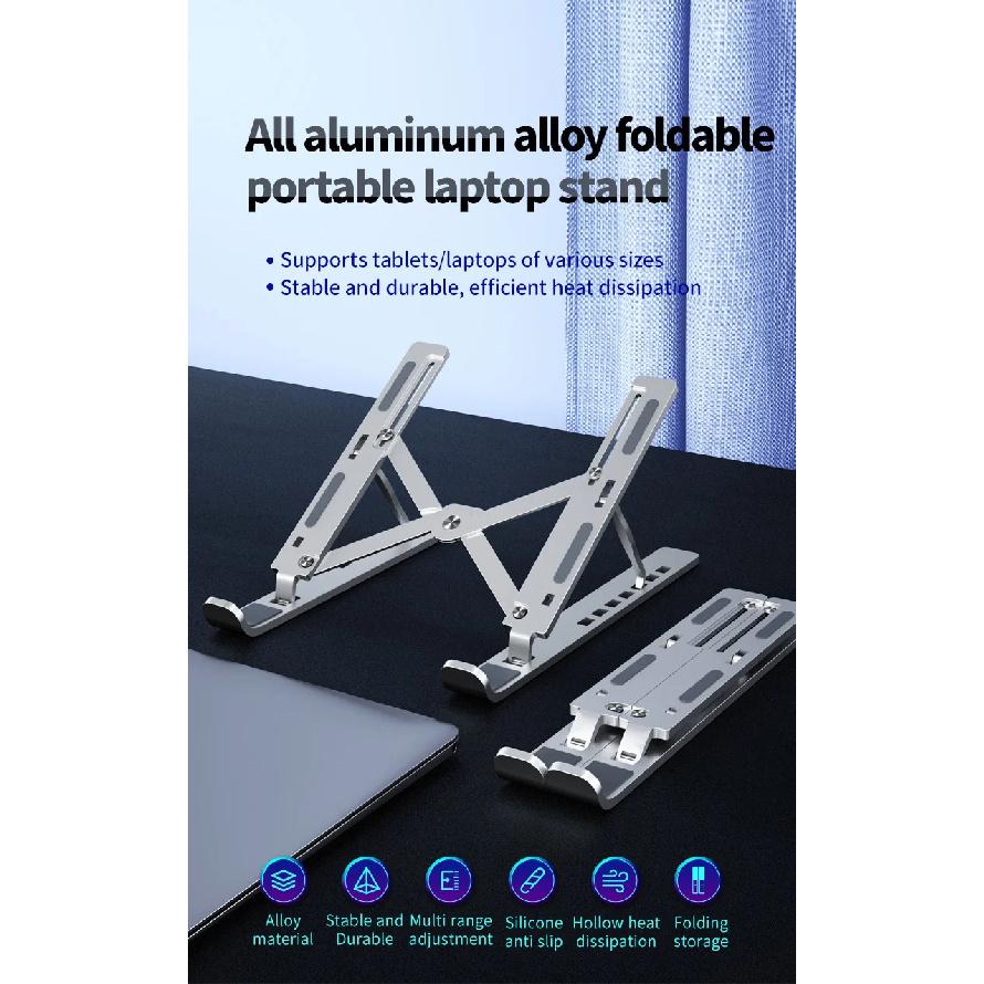 Metal Portable Foldable Laptop Stand Adjustable Notebook Holder Aluminum AD028