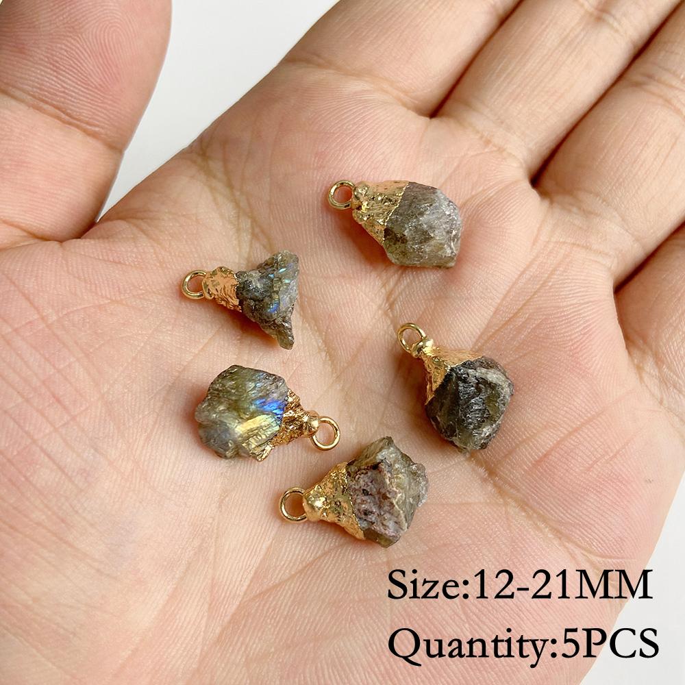 Natural Flash Labradorite Stone Charm Pendant Healing Semi-precious Stone Connector for Jewelry Making Necklace Accessories Gift
