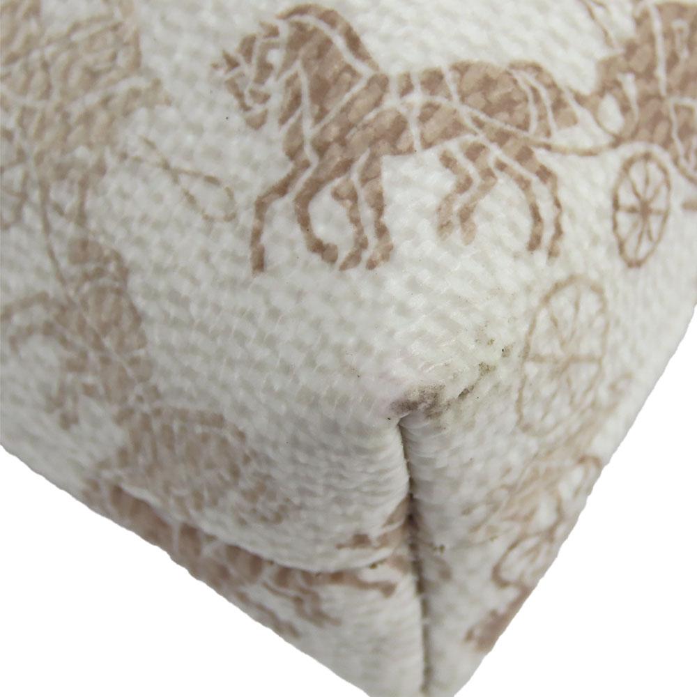 Gebrauchte COACH Umhängetasche 89608 Pferd und Kutsche PVC/Leder weiß Braun Diagonal getragen