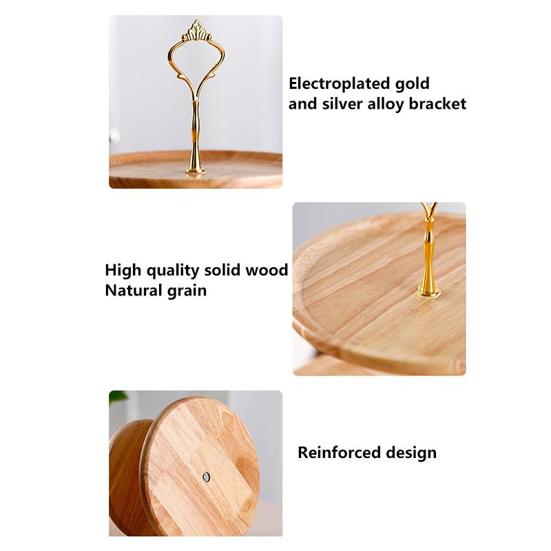 Ovocný talíř Domácí dvouvrstvý stojan na dorty Dezert Dřevěný stojan Stolní dekorace Svatební Komerční displej Stojan na dorty Tác na cukrovinky