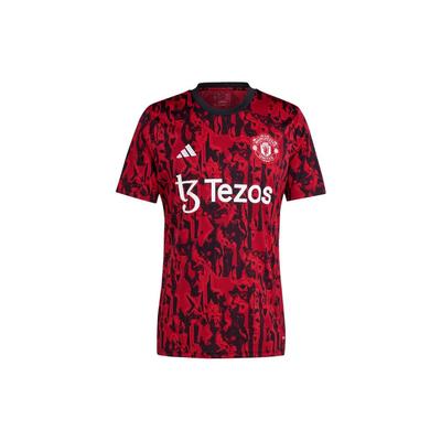 Manchester United Aufwärmtrikot Kurzarm Fußballtrikot Musterdruck Herren Oberteile Rot Schwarz IA7242
