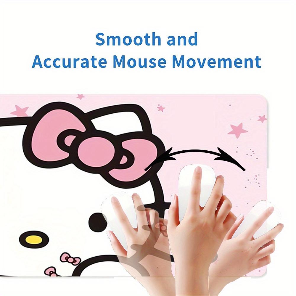 1pc Hello Kitty Pink Cute Cartoon Non-Slip Mouse Pad - Durable Gaming & Office Desk Mat - Pink Checkered Design with Heart Accents0519007