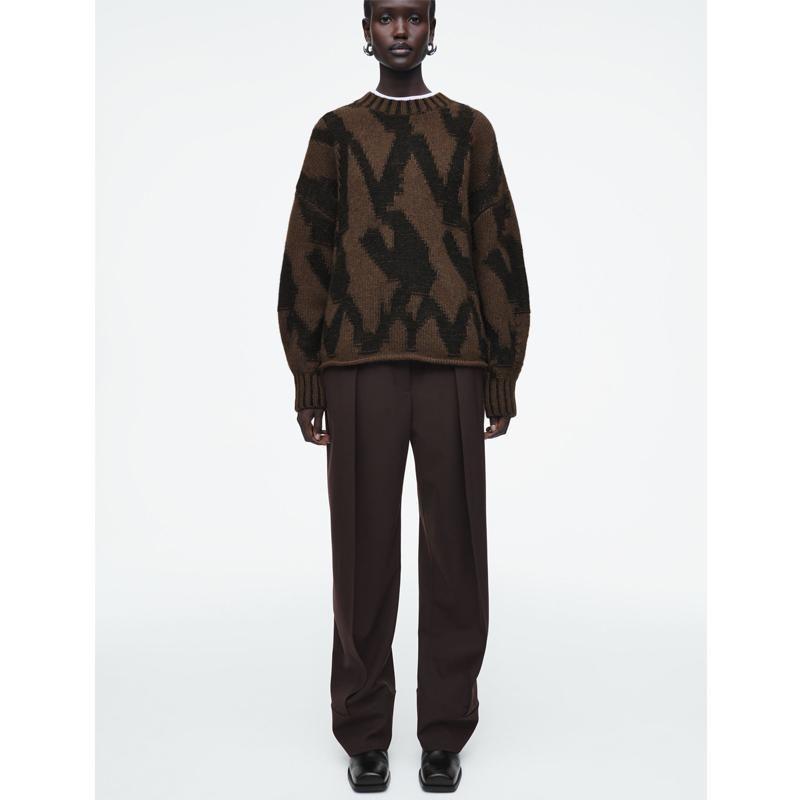 CS Fall and Winter New Women's Clothing Casual Version round Neck Long Sleeves Abstract Jacquard Pullover Knitwear 1265494