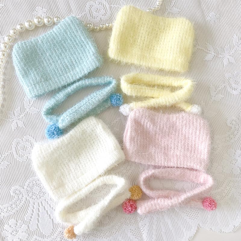 Cat Ear Knit Hat & Scarf Set for 10cm Plush Toy, Yellow [Used]