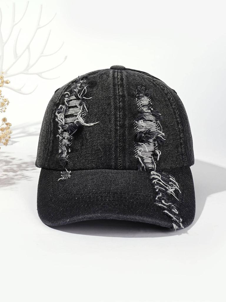 Holed Baseball Caps Vintage Washed Distressed Cap Fashion Sports Denim Hats Plain Women Men Dad Caps