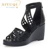 Fashion AIYUQI Women's Sandals Wedge 2024 New Fashion Roman Sandals Women High Heel Rhinestone Fishmouth Women's Summer Sandals