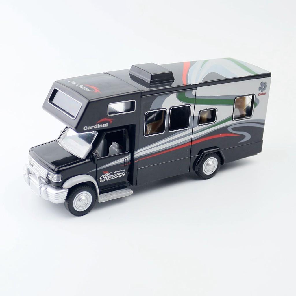 Alloy Deluxe 132 Travel Motorhome Bus Children's Toy Car Model Decoration Sound And Light Retractable Door