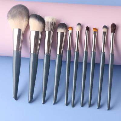 10 Pcs Blue Makeup Brushes Set No Logo High Quality Eyebrow Concealer Powder Contour Face Make Up Brushes Synthetic Hair