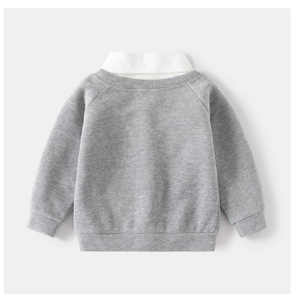 Boys Soft Faux Two-Layer Cardigan Jacket - Hoodless Open Front Coat for Spring and Fall