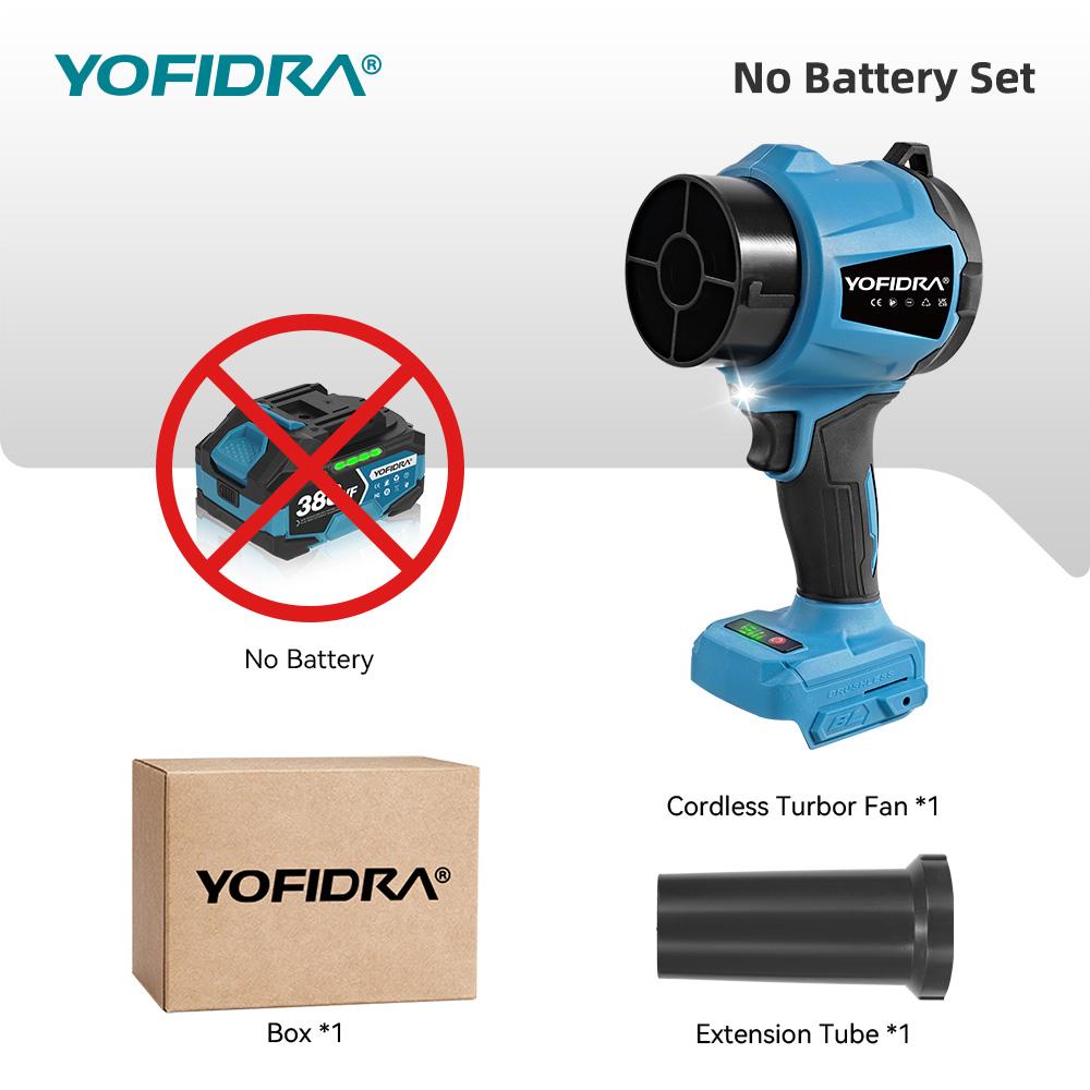 Yofidra 350M/S Brushless Electric Turbo Fan Blower 3000W Cordless Jet Snow Leaf Dust Air Blowing Tool for Makita 18V Battery