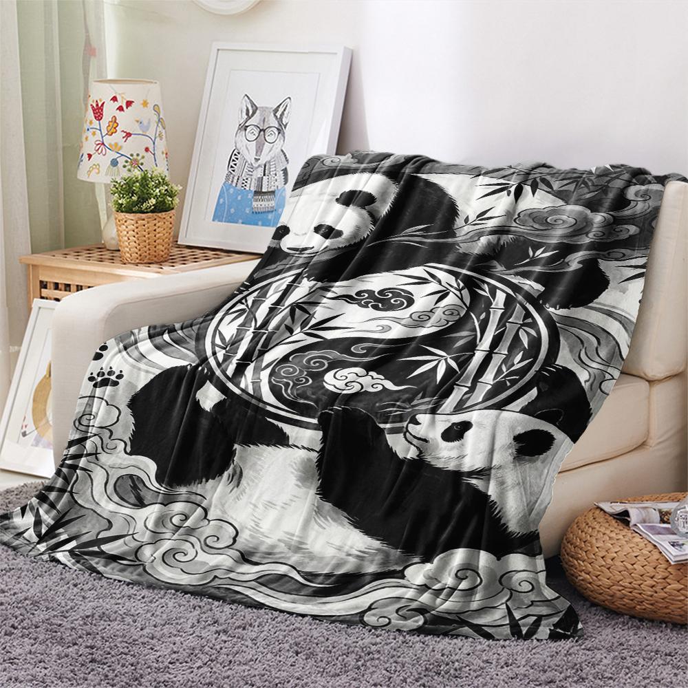 1Pc Tai Chi Animals Print Flannel Blanket, High quality Comfortable for All Seasons, Home Decor, Warmth and Comfort, Perfect for Christmas Gifts W106