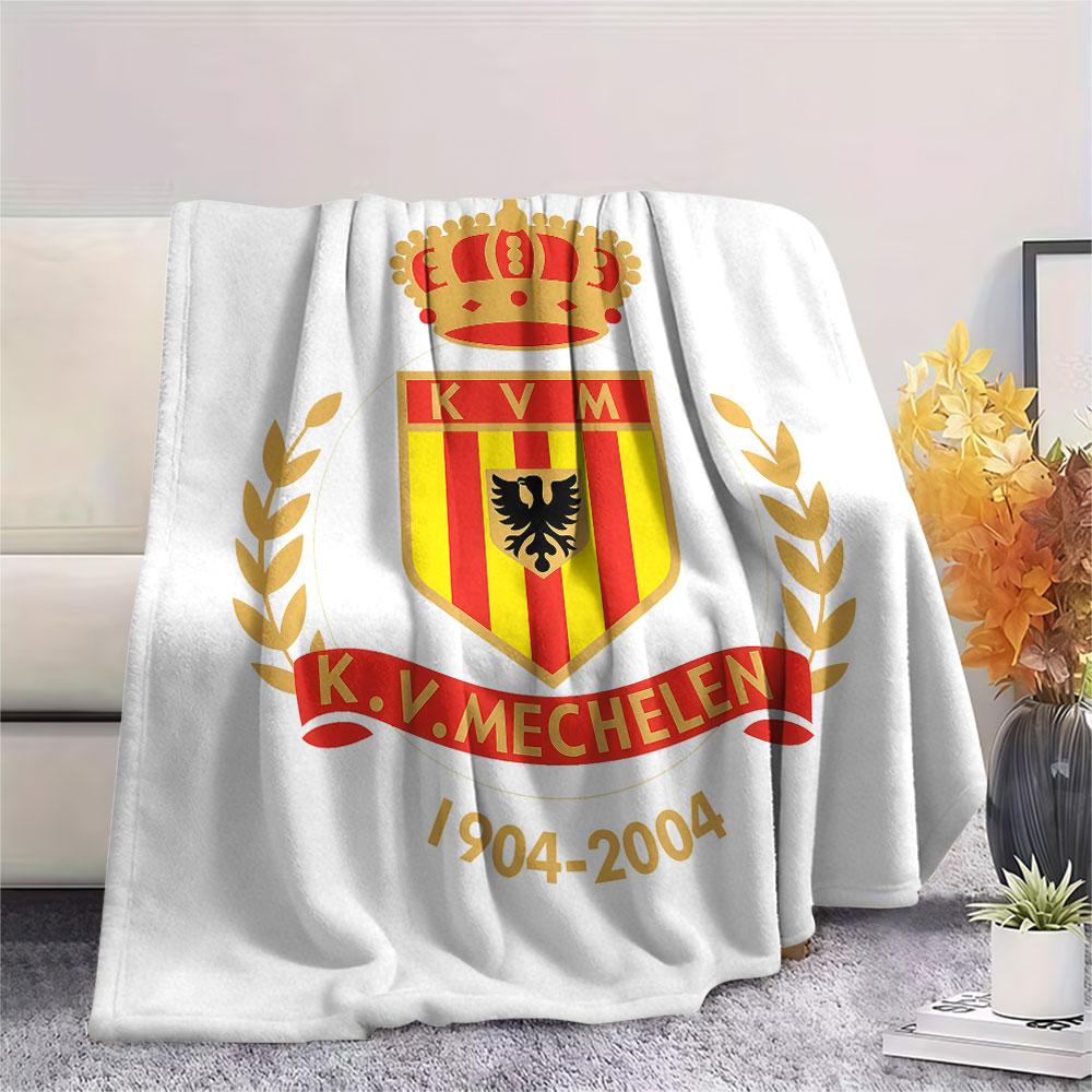 Coperta in Flanella Stampata KV Mechelen, morbida coperta per camera da letto e divano, lavabile, merchandising per tifosi di calcio, ottimo regalo.