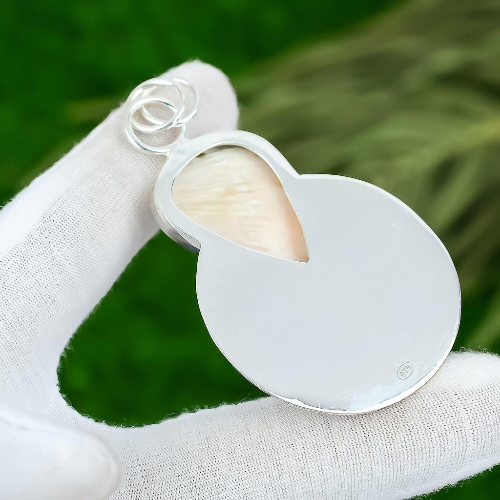 Scolecite Stone 925 Silver Anniversary Bezel Mother Art Deco New Pendant Jewelry