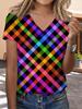 New summer new print casual v-neck T-shirt trendy creative elements suitable for casual T-shirts