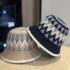 New Autumn and Winter Rhombus Knitted Fisherman Hat for Women Korean Style Warm Ear Basin Hat Fashionable and Versatile Face Showing Small Hat Trendy