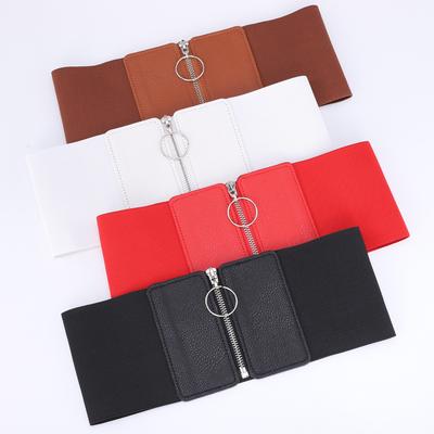 Elastic Belt Women'S Zipper Design Waist Skirt Waist Slim Fit Elastic Wide Waist Seal