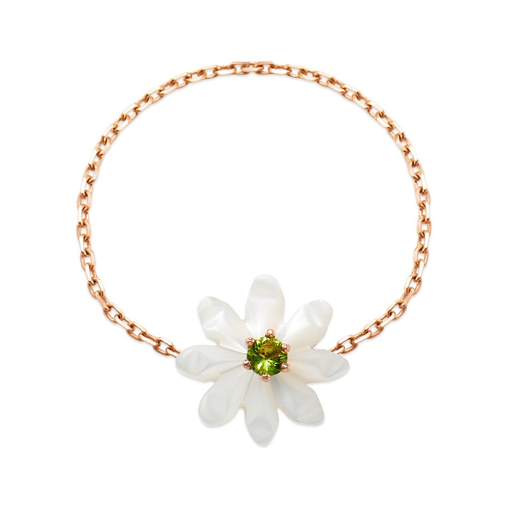 

[Bnbgold] 14K/18K Blume Peridot Sunflower Mother-of-Pearl Chain Ring Mnr41036 14K yellow gold / Size: 06