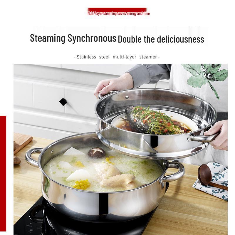 Multifunctional Stainless Steel Steamer Pot: Double To Five-Layer Design for Fish, Soup, and More