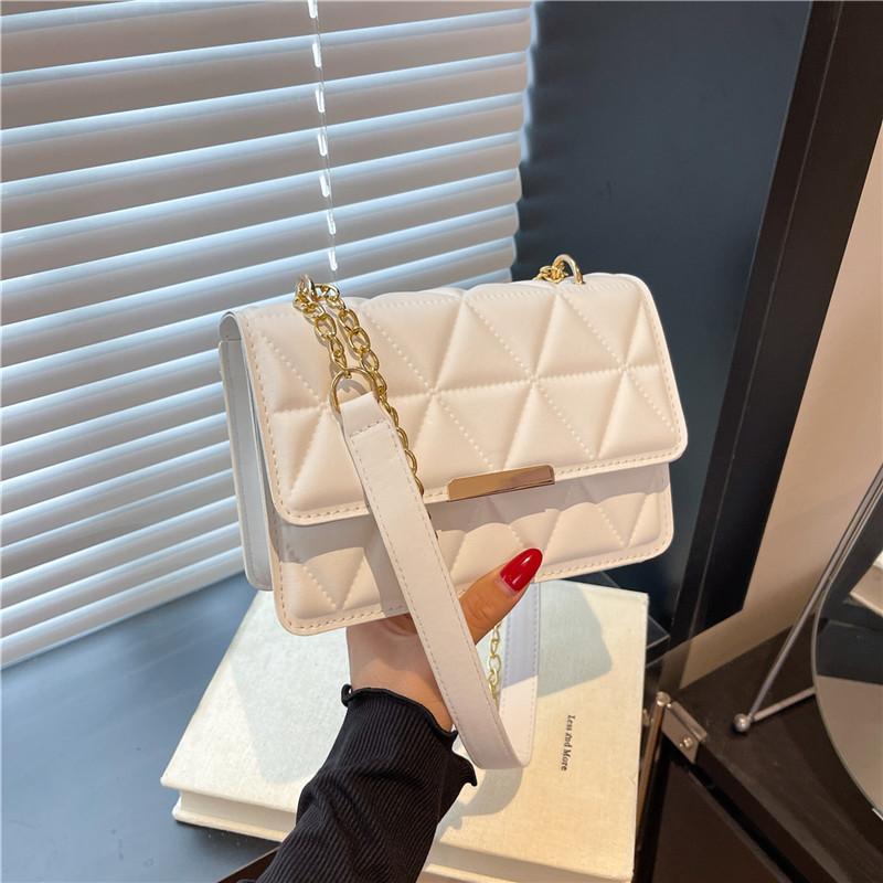 

Popular simple bag women s autumn chain shoulder small square bag fashion casual trendy messenger bag белый