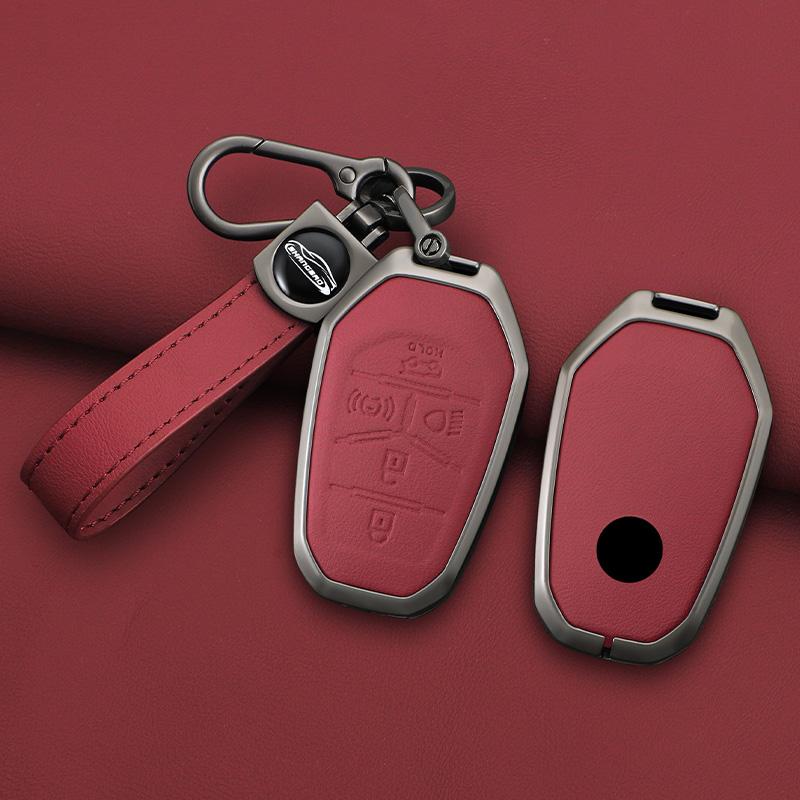 Zinc Alloy Leather Car Remote Key Case Cover Shell Fob For Ssang Yong  G4 Rexton Protective Keychain Styling Accessories