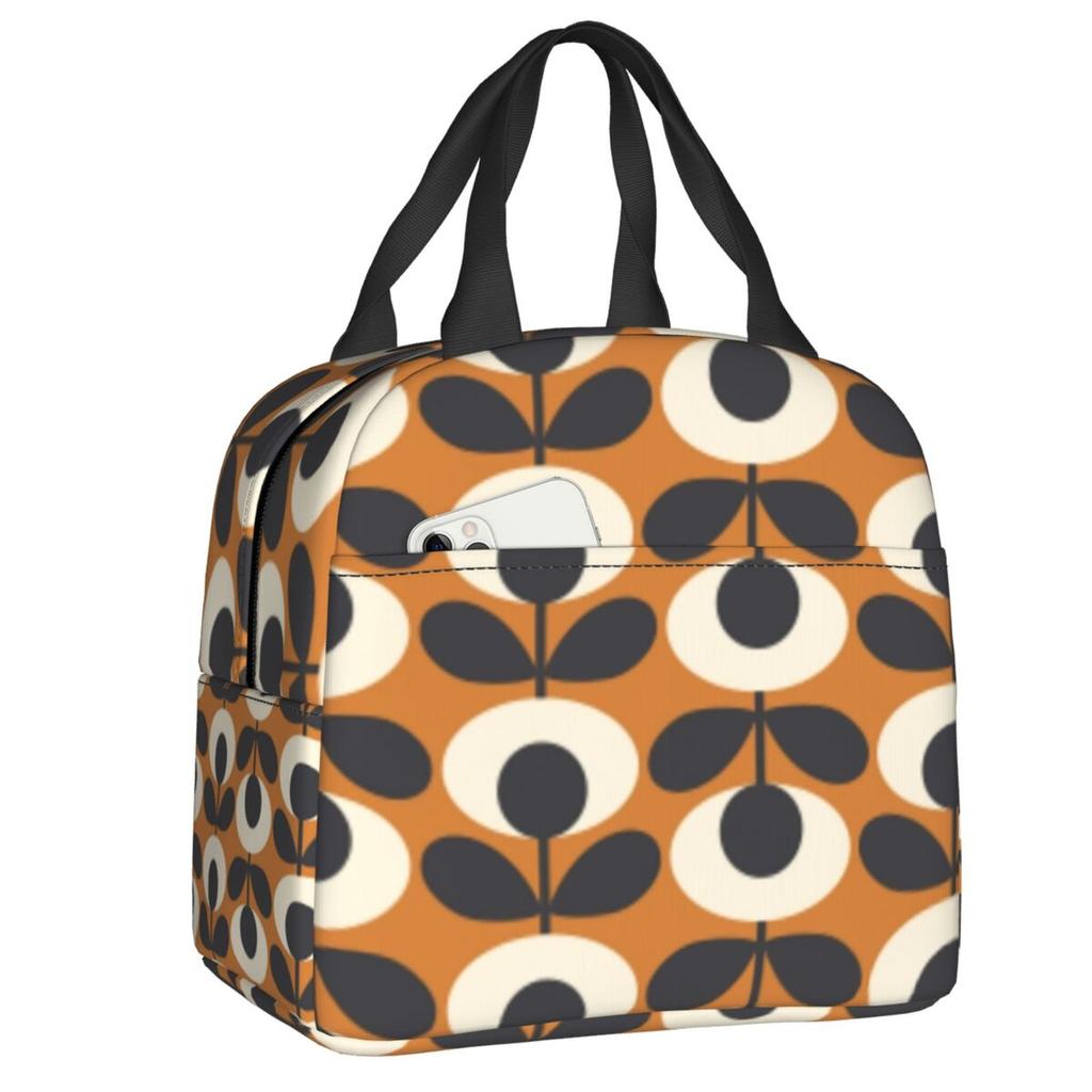 Orla Kiely Flower Scandinavian Geometric Style Insulated Lunch Bags for Camping Travel Waterproof Cooler Thermal Lunch Box