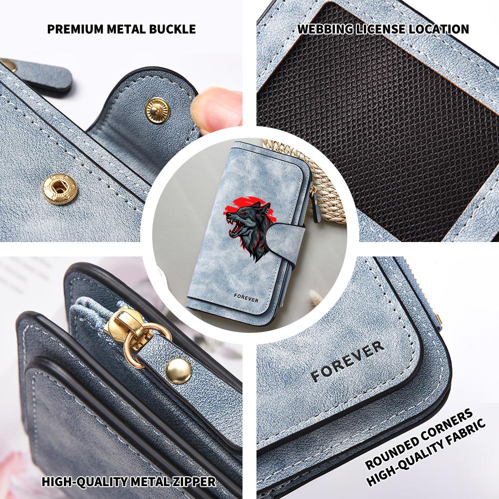 Stylish Wolf Pattern Long Wallet Portable Multi Slot Card Holder Durable Leisure Purse