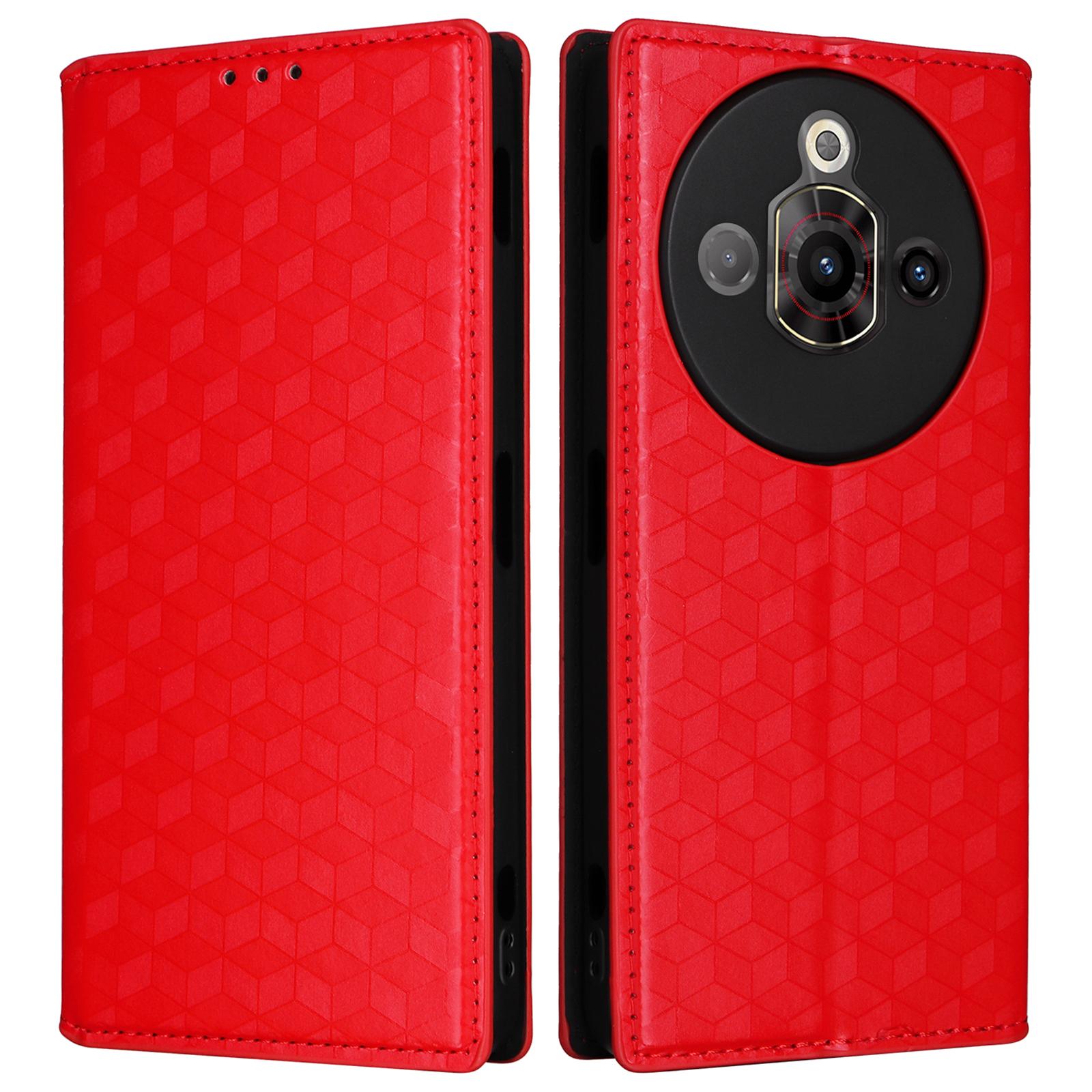 

Для ZTE nubia Focus Pro Чехол-кошелек Ромбовидный тисненый кожаный чехол для телефона Red