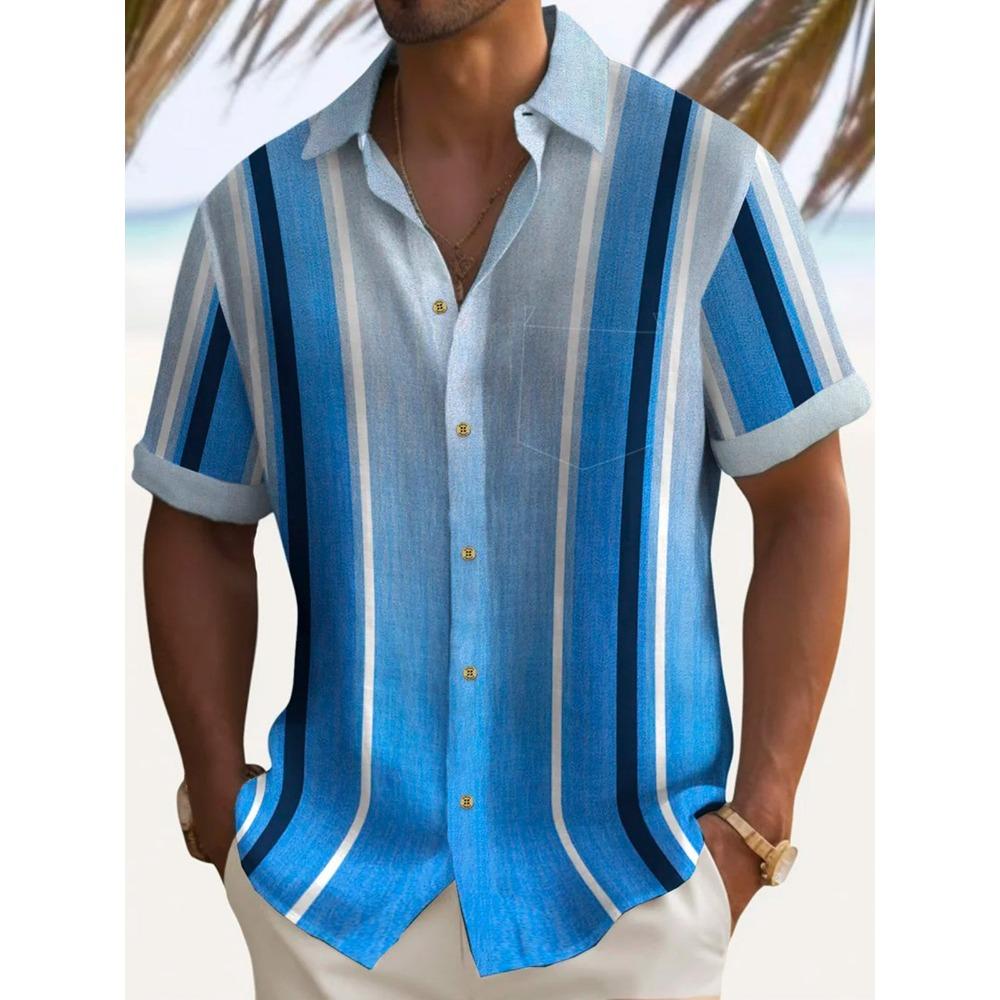 Nuova Camicia da Uomo Hawaii Primavera/Estate Moda Tempo Libero Passeggiata in Città Turista Spiaggia Stampata Completamente Aperta Manica Corta Bottoni, Spedizione Rapida