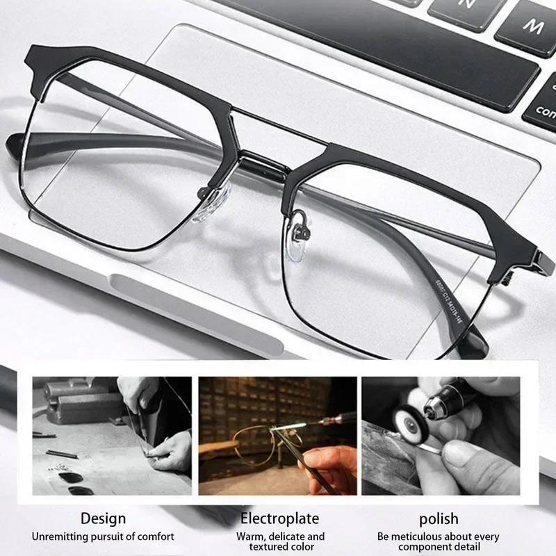 High Definition Anti Blue Light Presbyopia Glasses Ultra Light Square Men's Glasses Large Frame Double Beam Reading Glasses